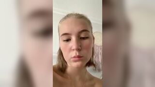 Gorgeous amazing blonde girl goes naked on periscope