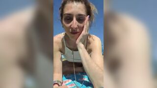 Gorgeous skinny girl flashing wet pussy and boobs in the park