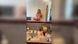Horny Blondie Fingering In The Washroom Video