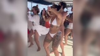 Nasty Bitches Hot Dance On A Boat While Wearing Bikini Video