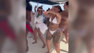 Nasty Bitches Hot Dance On A Boat While Wearing Bikini Video