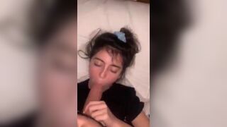 Young Baby Girl Getting Gentle Throat Fuck Whie Laying on Bed Video