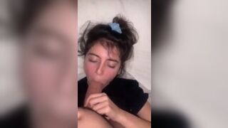 Young Baby Girl Getting Gentle Throat Fuck Whie Laying on Bed Video