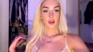 Deliadoll666 Tranny Blonde Babe Showing Off Her Tiny Tits on Cam Onlyfans Video