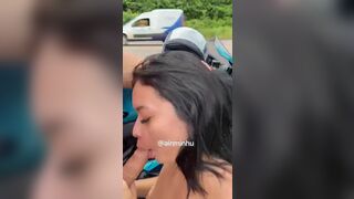 Lusty Slut Sucking Her BF's Cock at Public Road Video