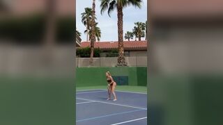 Big Booty Blonde Playing Tennis in Bikini Video
