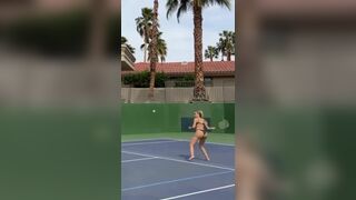 Big Booty Blonde Playing Tennis in Bikini Video