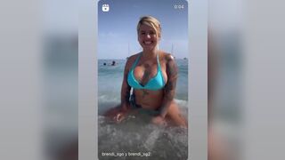 Blonde Babe Having Fun on Beach While Wearing Bikini Video