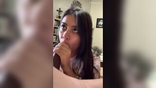 Latina Cutie Taking Huge Monster Deepthroating Video