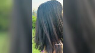 Crislainechan Teen Girl Exposed Her Booty While Wearing Bikini at Outdoor Tiktok Video