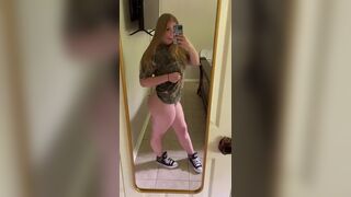 Blonde PAWG Showing her Sexy Figure and Booty in Mirror Video