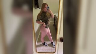 Blonde PAWG Showing her Sexy Figure and Booty in Mirror Video