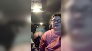 Hot young flashing her juicy pussy in the car