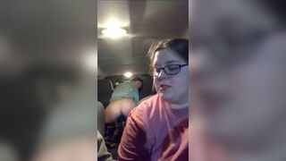 Hot young flashing her juicy pussy in the car