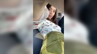 Sexy girl teasing her ass in mini skirt in the car