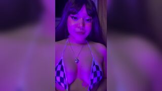 Young Moaning Baby Showing Her Perfect Tits Before Fingering Her Tight Pussy in Disco Light